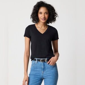 J. Crew Short-sleeve vintage cotton V-neck tee in black  size small